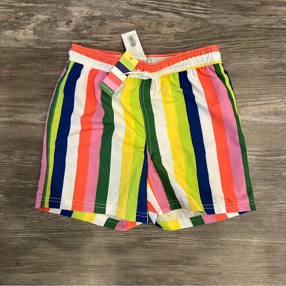 Janie & Jack Set of Two Boys Swim Trunks Stripes Bright Pastel Seersucker 8 - 10 - Picture 7 of 12
